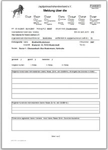 Automatisch ausgefüllte Meldung